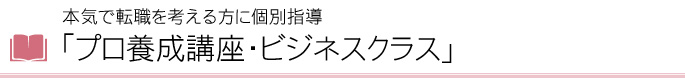 本気で転職を考える方に個別指導 「プロ養成講座・ビジネスクラス」