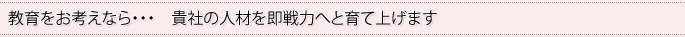 教育をお考えなら・・・　貴社の人材を即戦力へと育て上げます